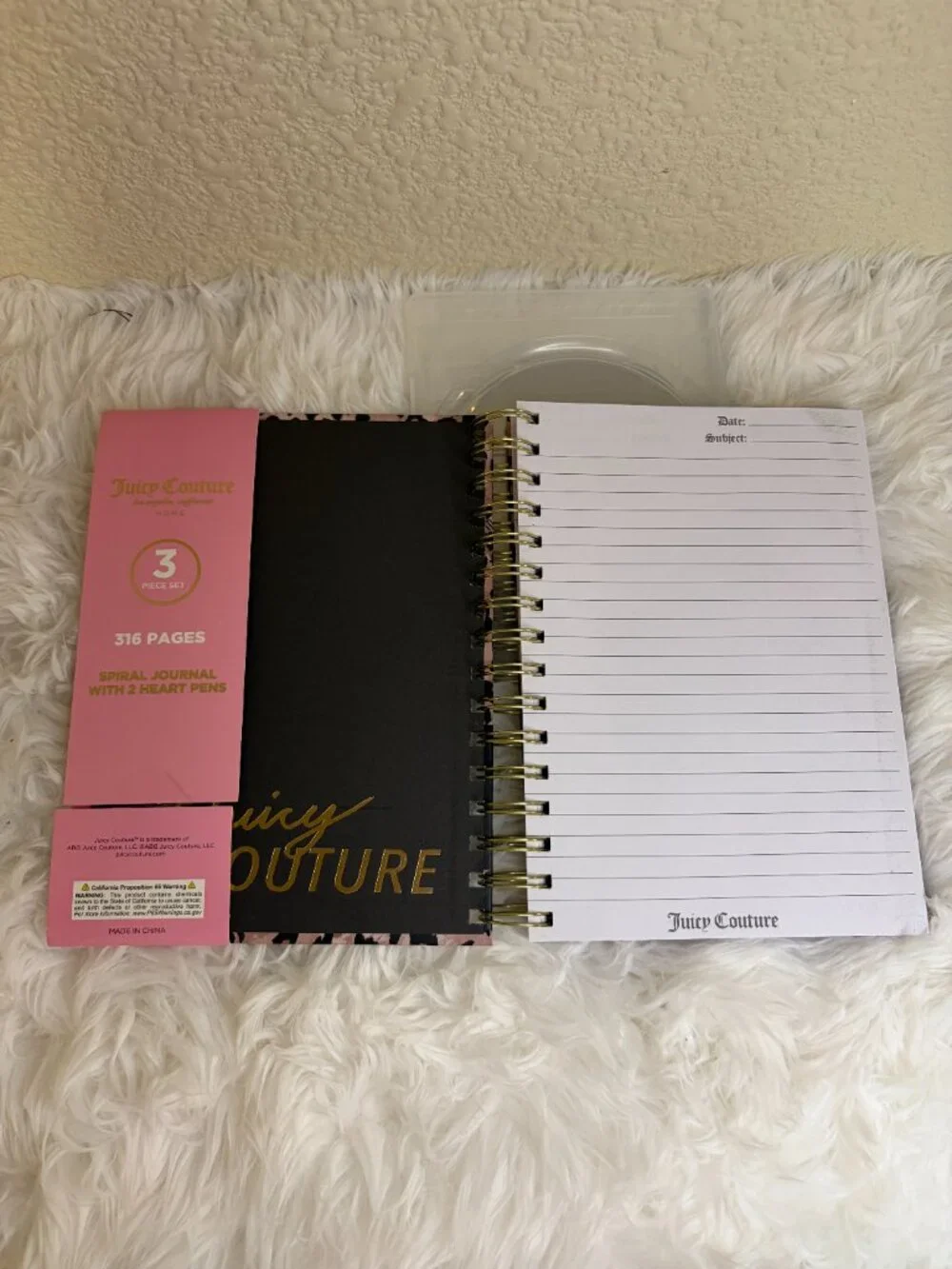 Juicy Couture Leopard Spiral Journal Notebook Heart Pens Stationery 316 Pg NWT